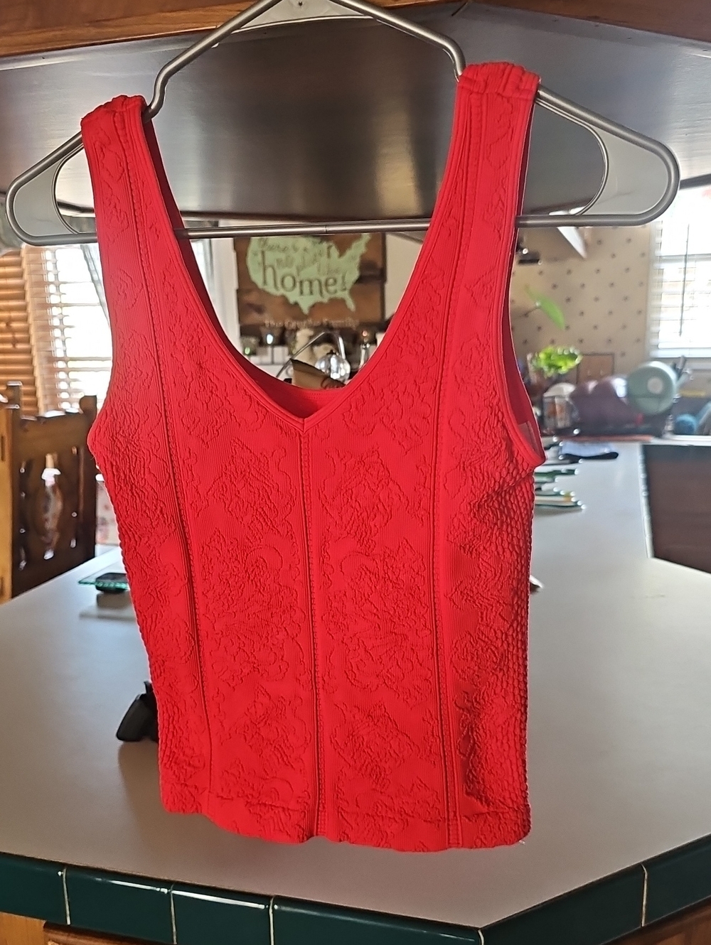 Nikibiki Red Textured V‑Neck Tank